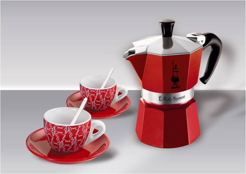 Подарочный набор Bialetti Moka Red с двумя чашками