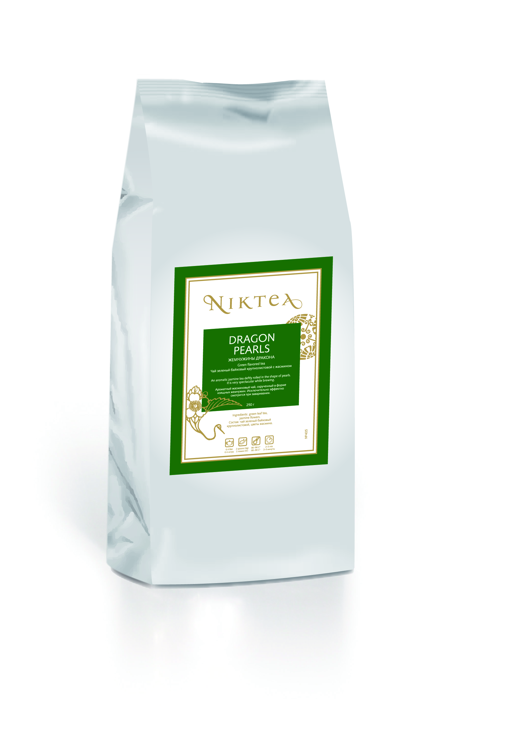 Чай листовой Niktea Dragon Pearls (Жемчужины Дракона) 250 г
