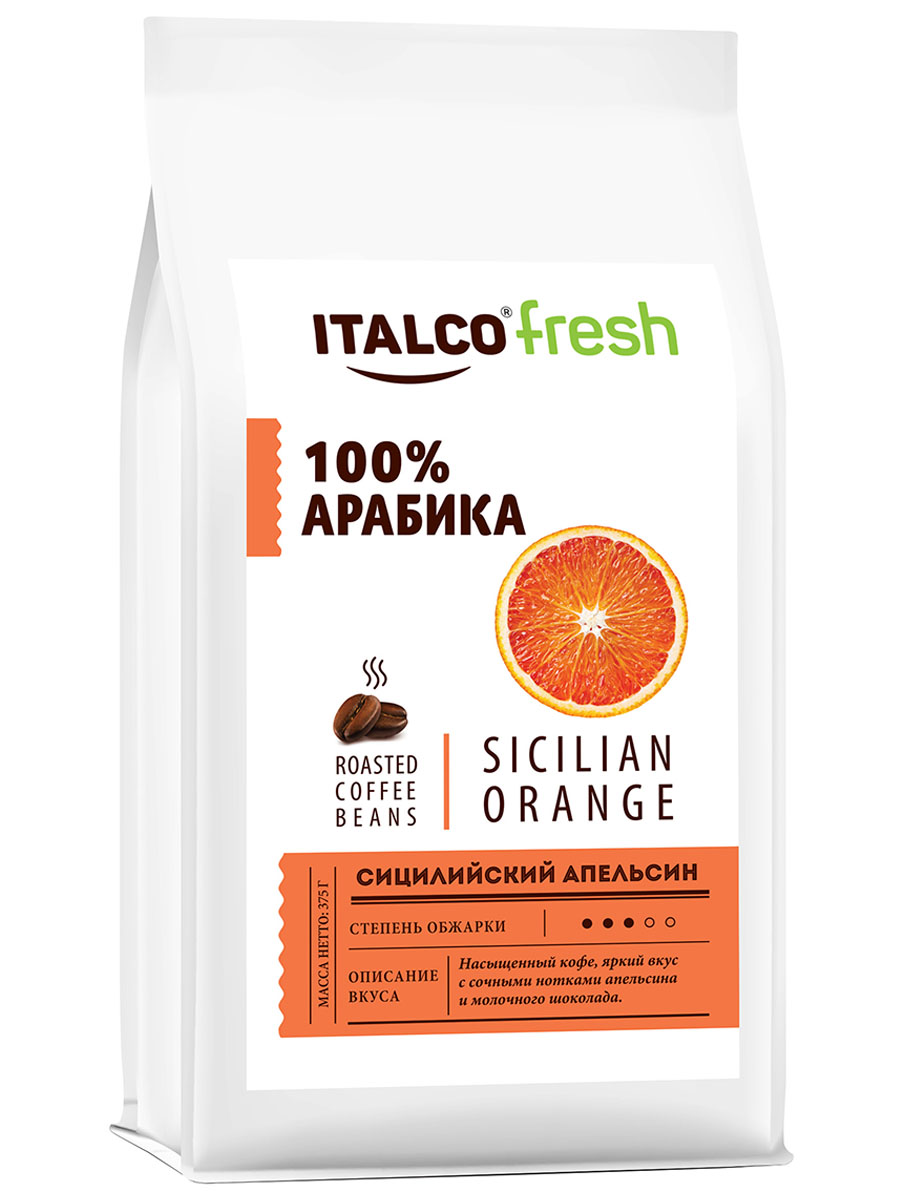 Кофе в зернах ITALCO Сицилийский апельсин (Sicilian orange) ароматизированный, 375 г